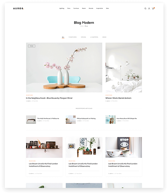 05+ Beautiful Blog Pages of Auros Modern & Minimal Furniture WordPress Shopping Theme