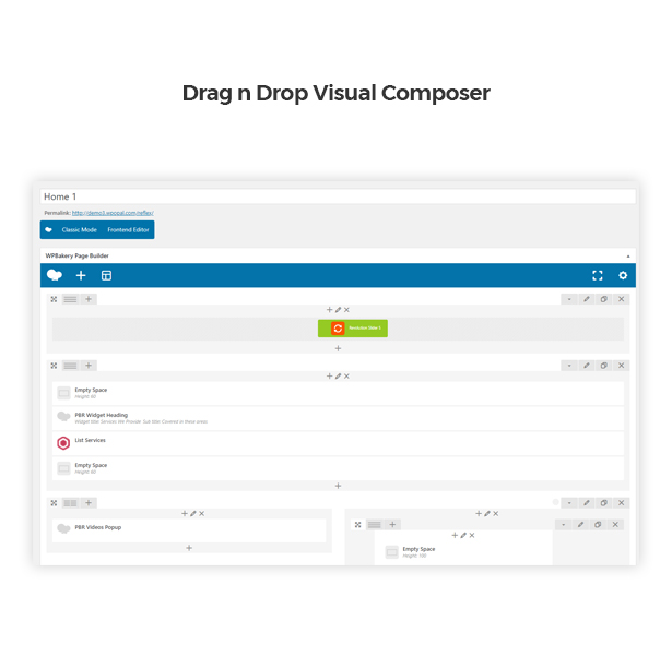 Drag and drop Visual Composer in Corpec Corporate WordPress Theme
