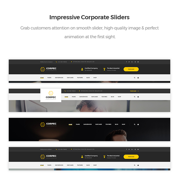 Smooth & Impressive Corporate Sliders in Corpec Corporate WordPress Theme