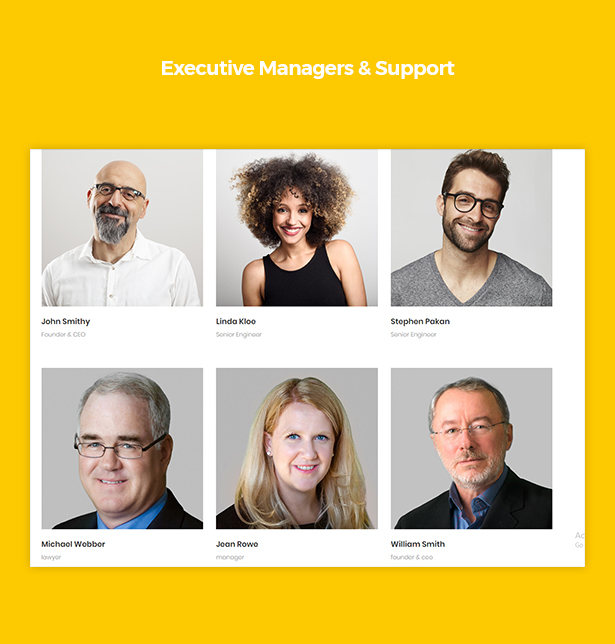 Executive Managers & Support in Corpec Corporate WordPress Theme
