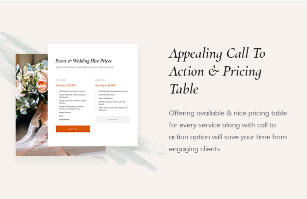 Call to Action Easily Wedding Planner site