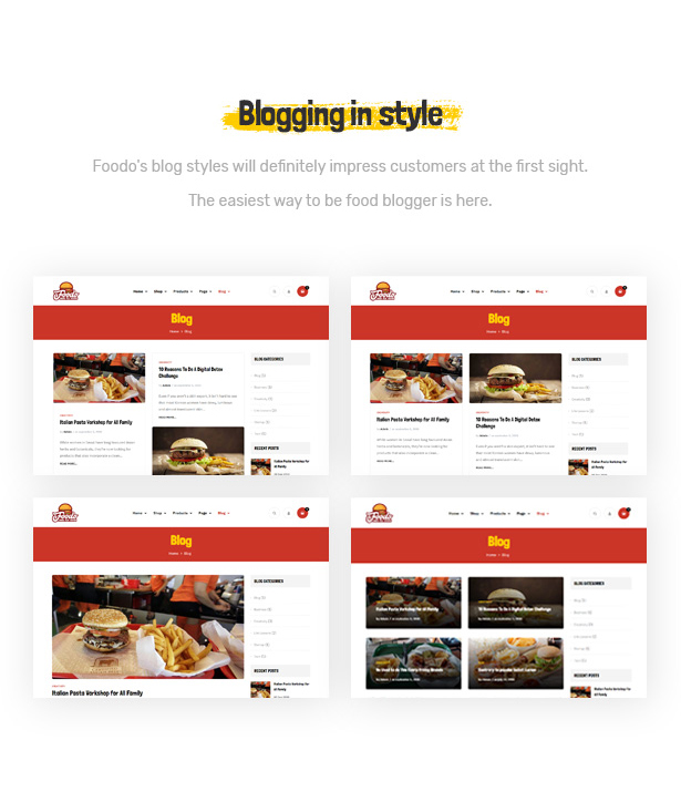 Foodo Blog Pages- Fast Food Restaurant WordPress Theme