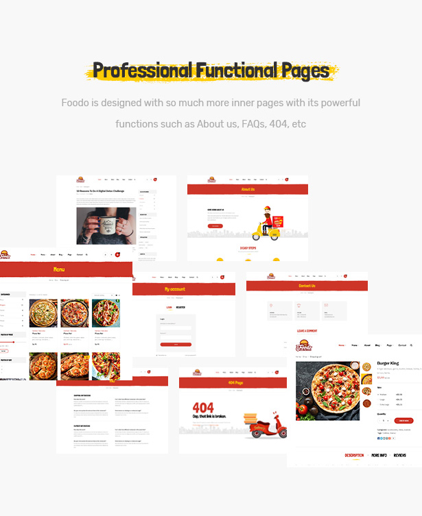 Foodo Functional Pages- Fast Food Restaurant WordPress Theme