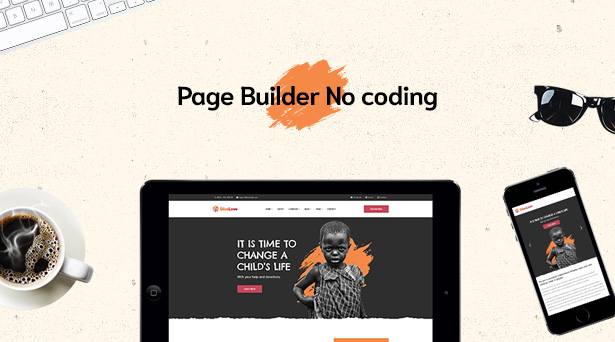 Page builder no coding with Givelove Non Profit Charity & Crowdfunding WordPress Theme