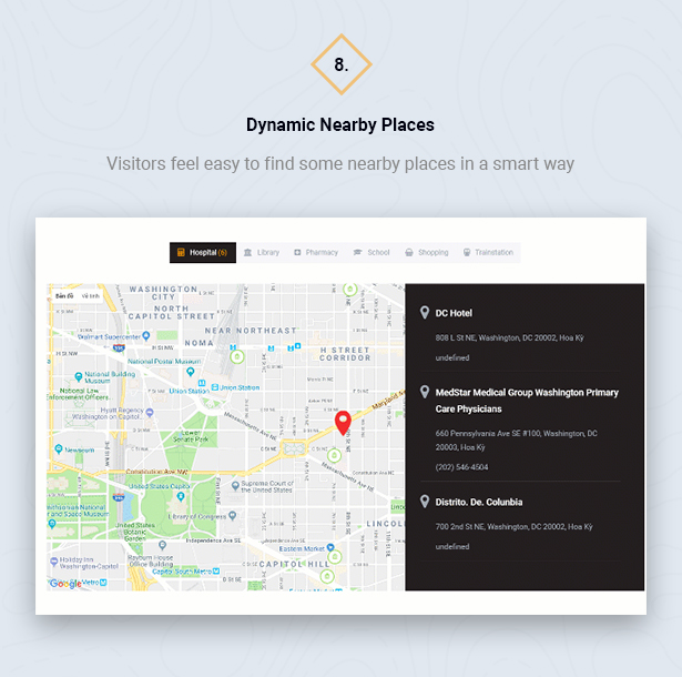 Nearby Places in HouseSang Single Property WordPress Theme