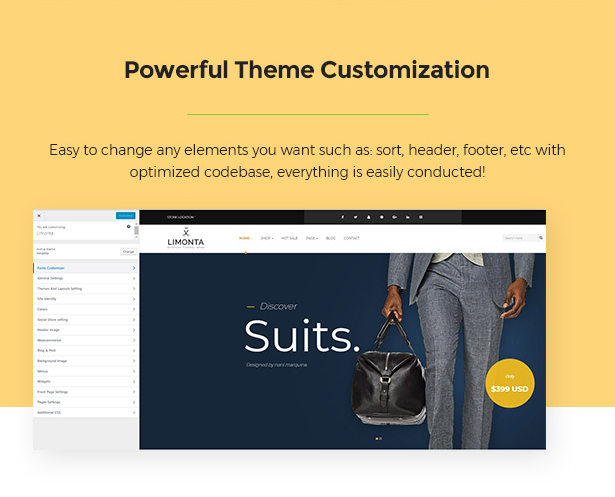 Real-time Customization Limonta - Modern Fashion WooCommerce WordPress Theme