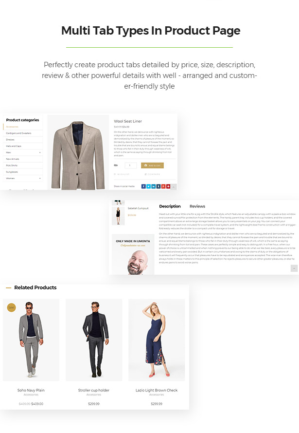 Product Page Contains Multiple Tabs Limonta - Modern Fashion WooCommerce WordPress Theme