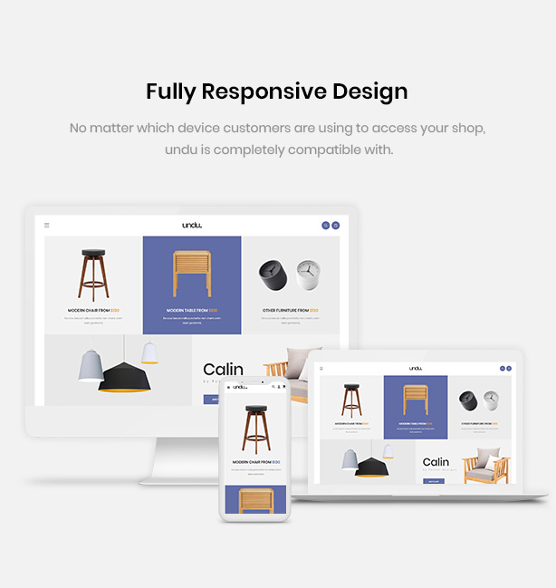 Responsive with any devices Undu - Furniture & Fashion WooCommerce WordPress Theme