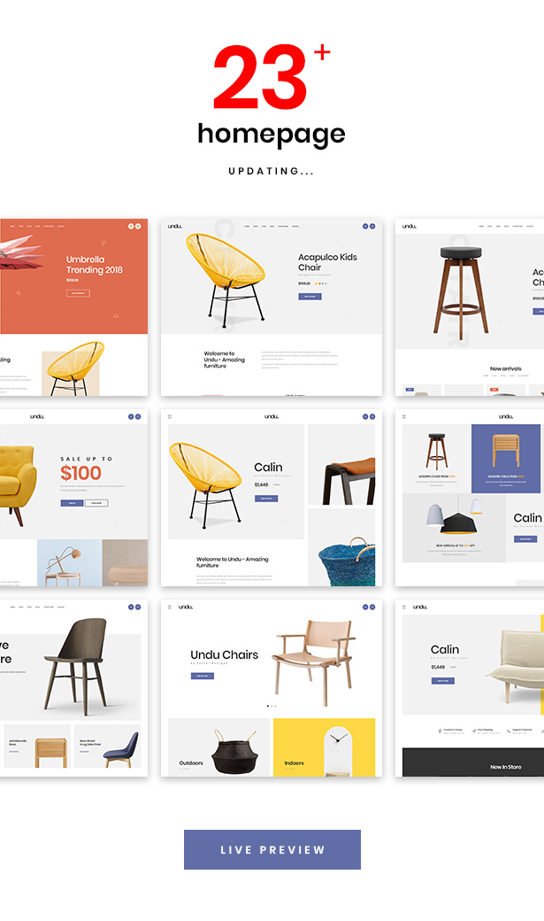 Multiple Stunning Homepage Demos Undu - Furniture & Fashion WooCommerce WordPress Theme