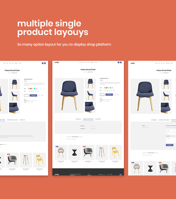 Various Product Page Layouts Undu - Furniture & Fashion WooCommerce WordPress Theme