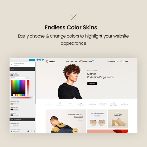Endless Color Typos Customizer Venoma Fashion WordPress WordPress Theme