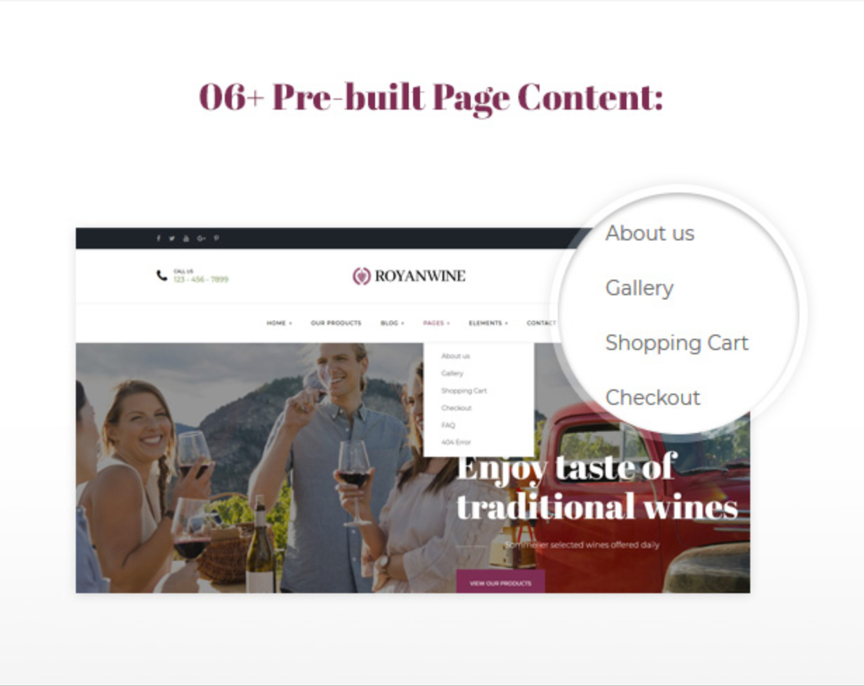 Royanwine Pre-built Page Content for Vinyard, Winery, Wine Makers, Dairy Farm
