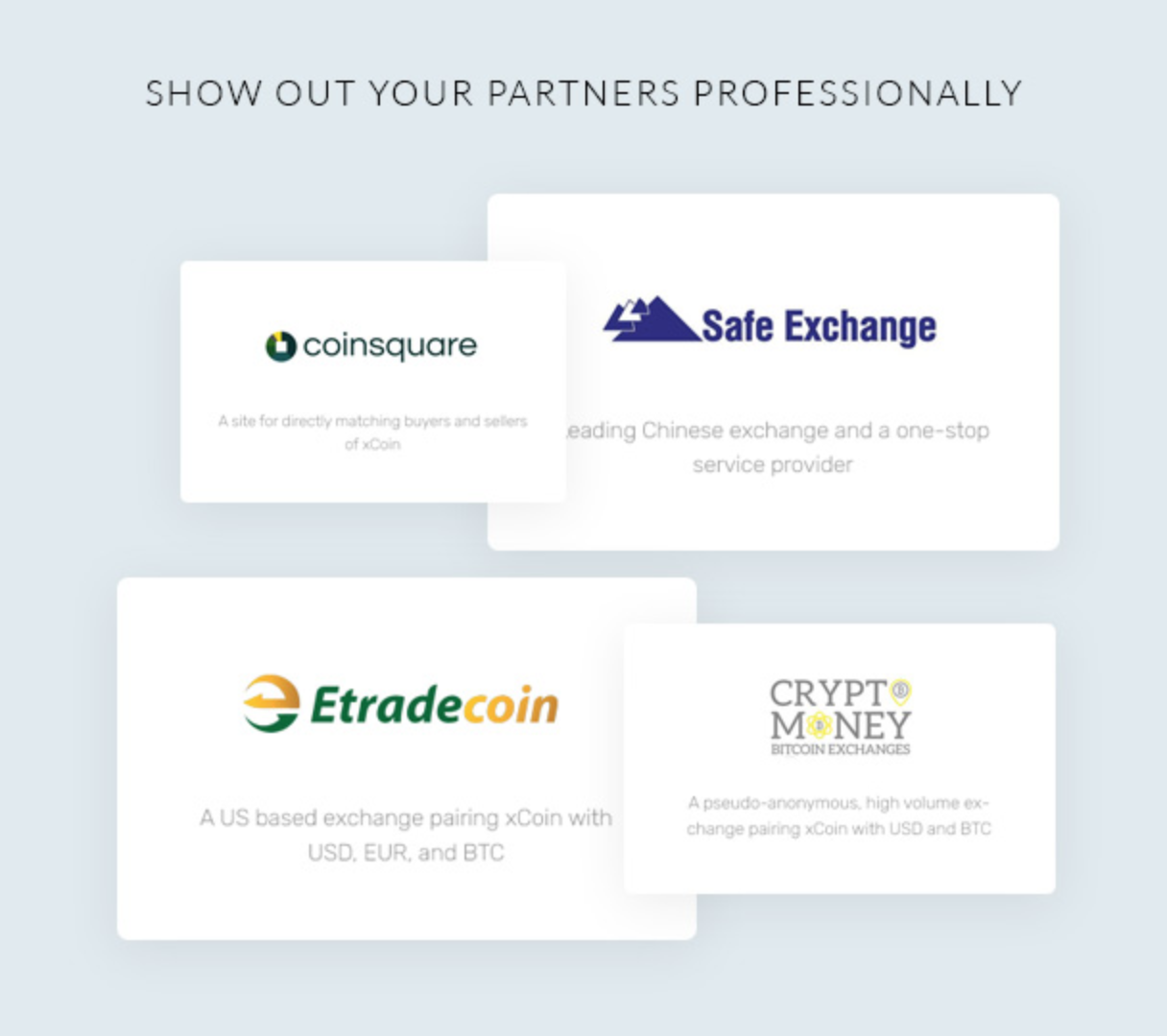 Xpexcoin partner coin trading connection showcase
