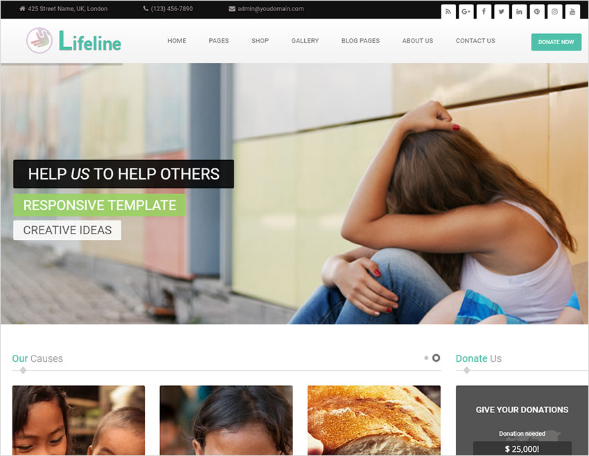 Lifeline - NGO Charity Fund Raising WordPress Theme