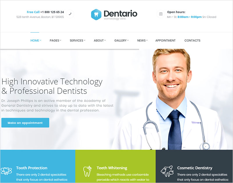 Dentario Dentist, Medical & Healthcare WordPress Theme