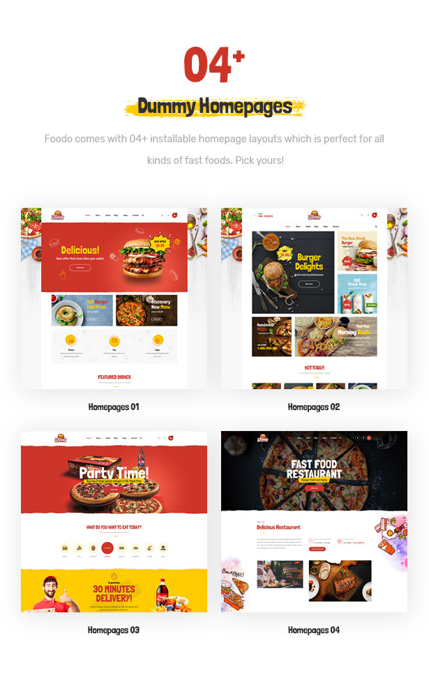 Foodo homepages- Fast Food Restaurant WordPress Theme