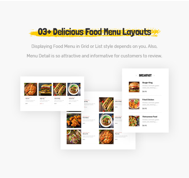 Foodo Menu Layouts- Fast Food Restaurant WordPress Theme