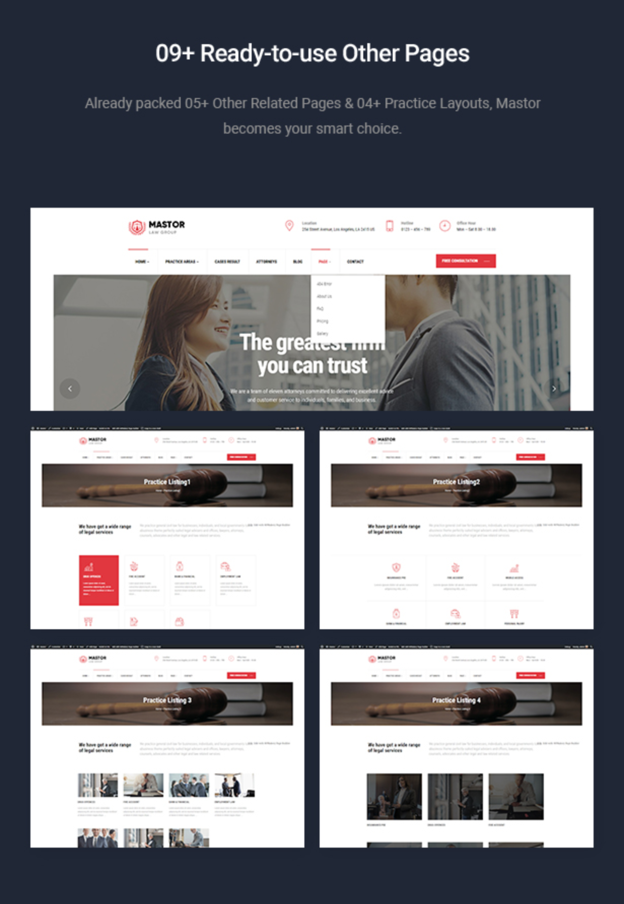 Mastor - Law, Firm & Legal Attorney WordPress Theme Powerful Inner Pages