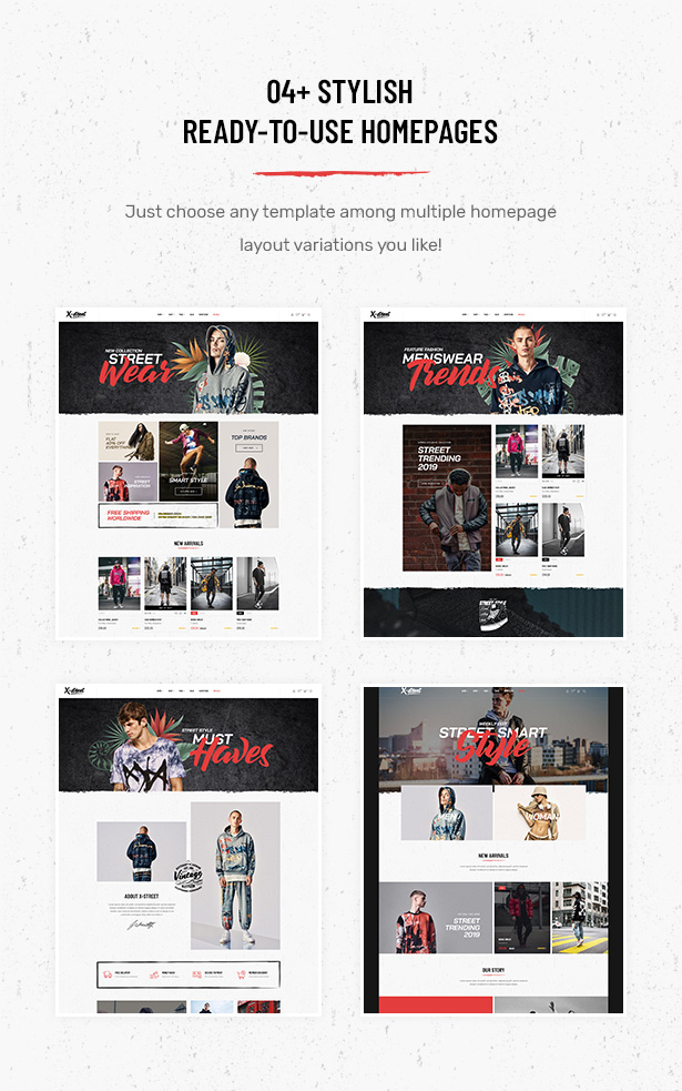 04+ Exclusively Designed Homepage Layouts in Striz Fashion Ecommerce WordPress Theme