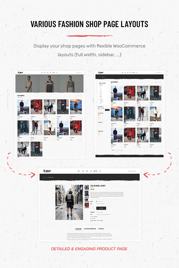 Various Shop Page Layouts in Striz Fashion Ecommerce WordPress Theme