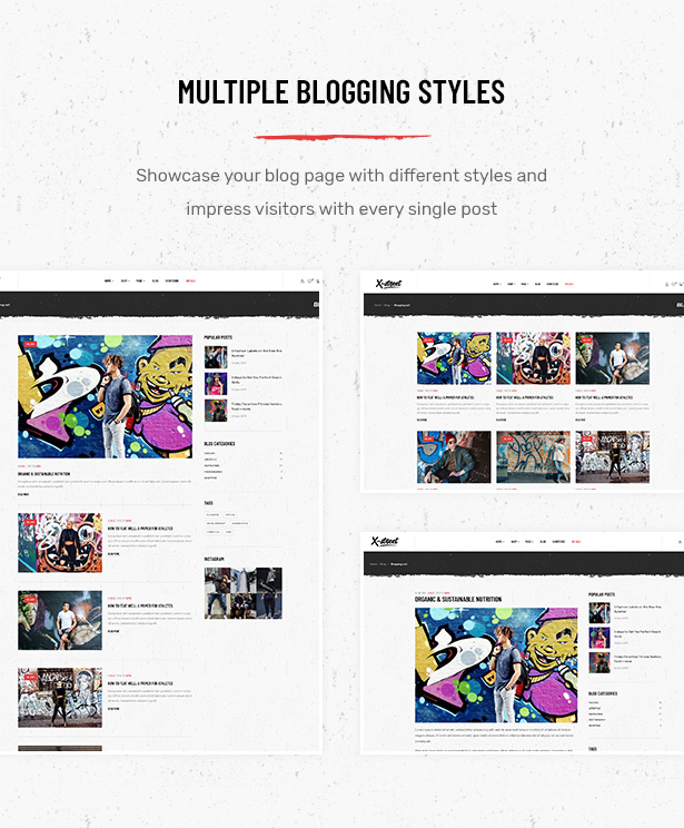 Multiple Blog Page Layouts in Striz Fashion Ecommerce WordPress Theme
