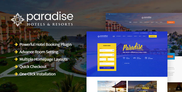 Paradise - Hotels & Resorts Responsive WordPress Theme 