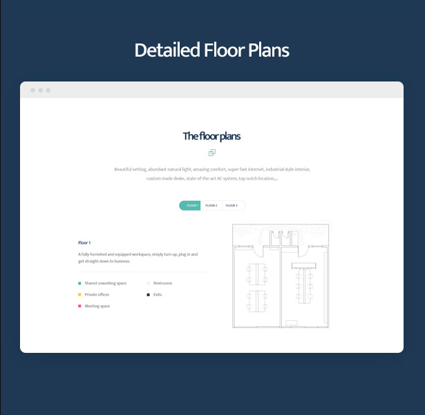 Detailed Floor Plans in Coworkshop Coworking Space WordPress Theme