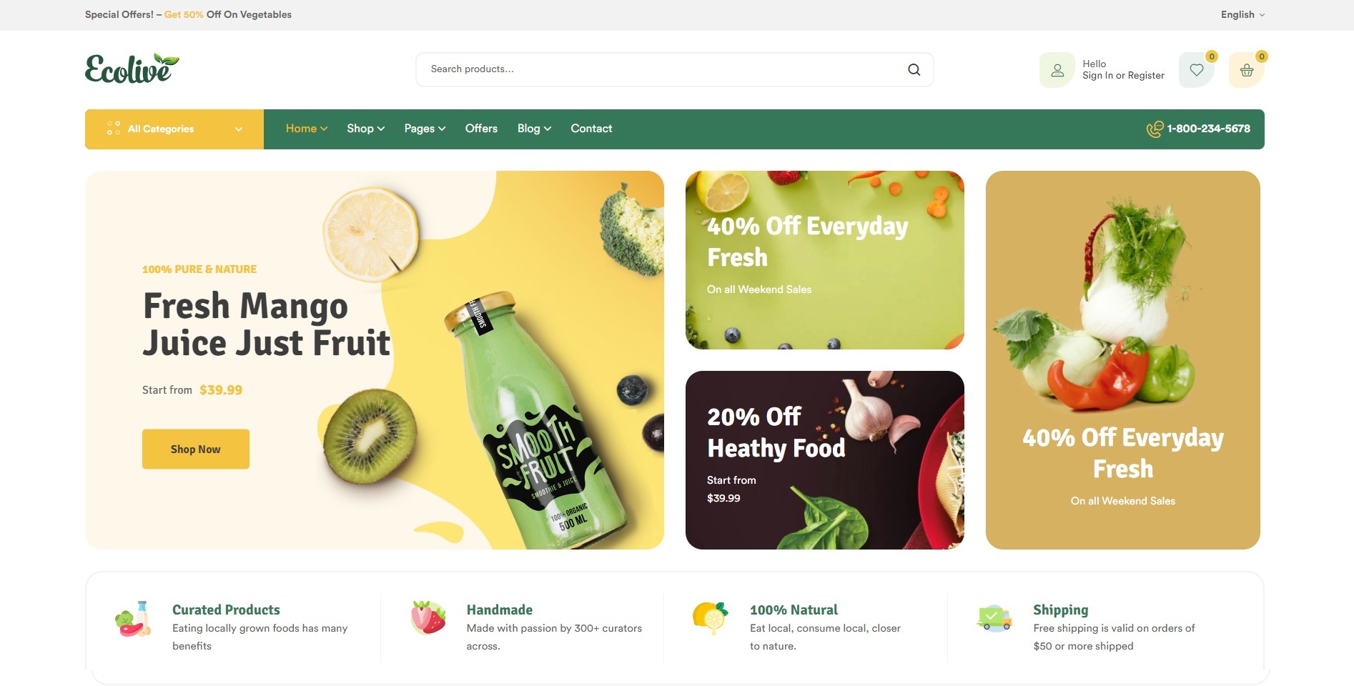 Ecolive fresh drink beverage ecommerce wordpress theme