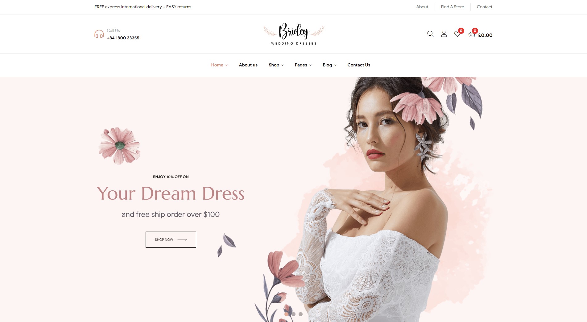 Bridey ecommerce wedding store wordpress theme