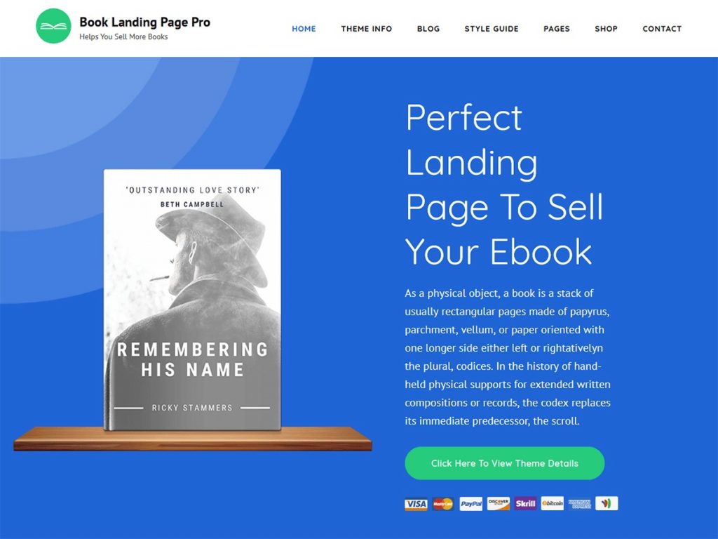 Book Landing Page Pro Best WordPress Themes for Writers