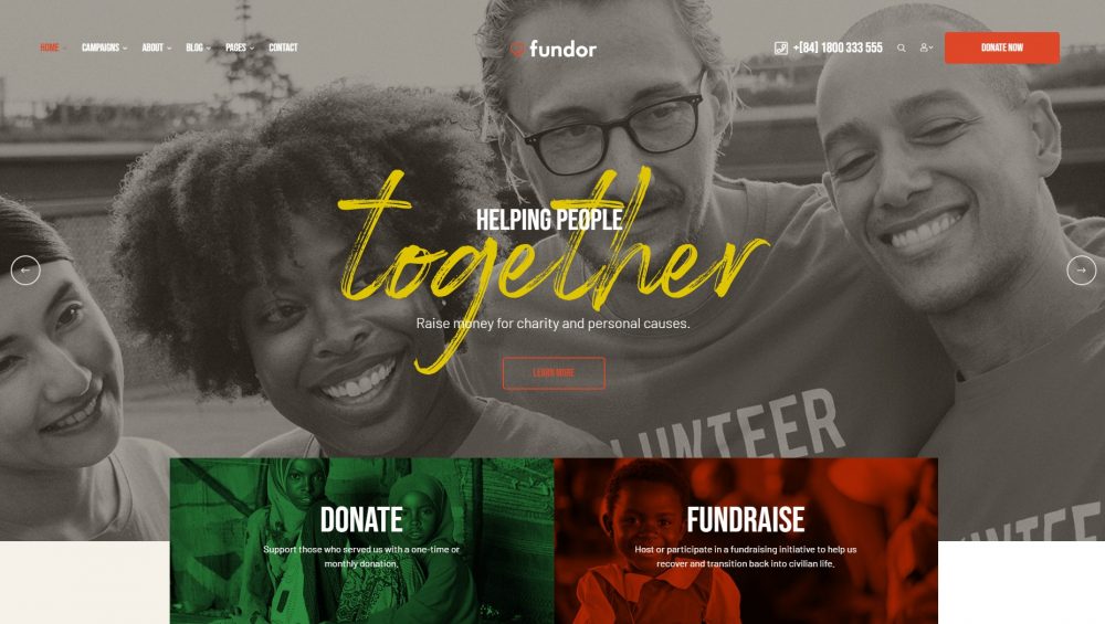 fundor nonprofit wordpress theme