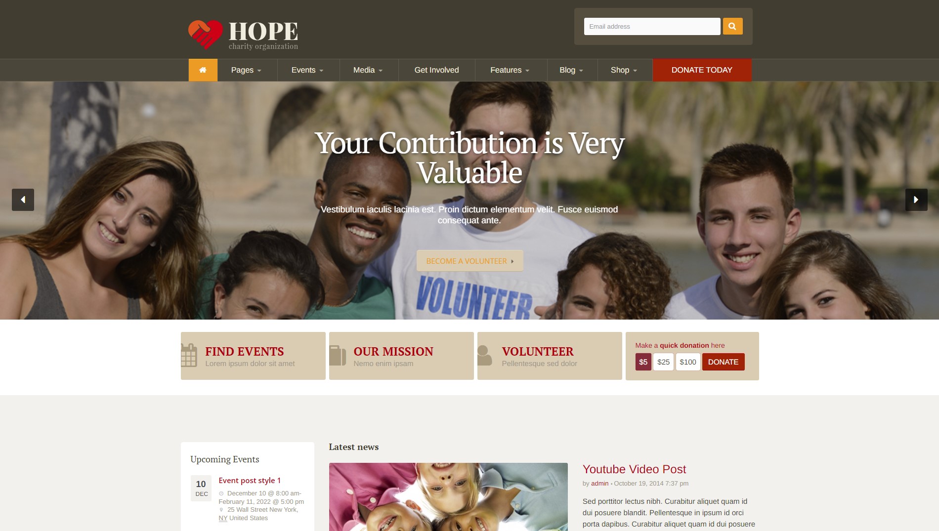hope charity organization wordpress theme