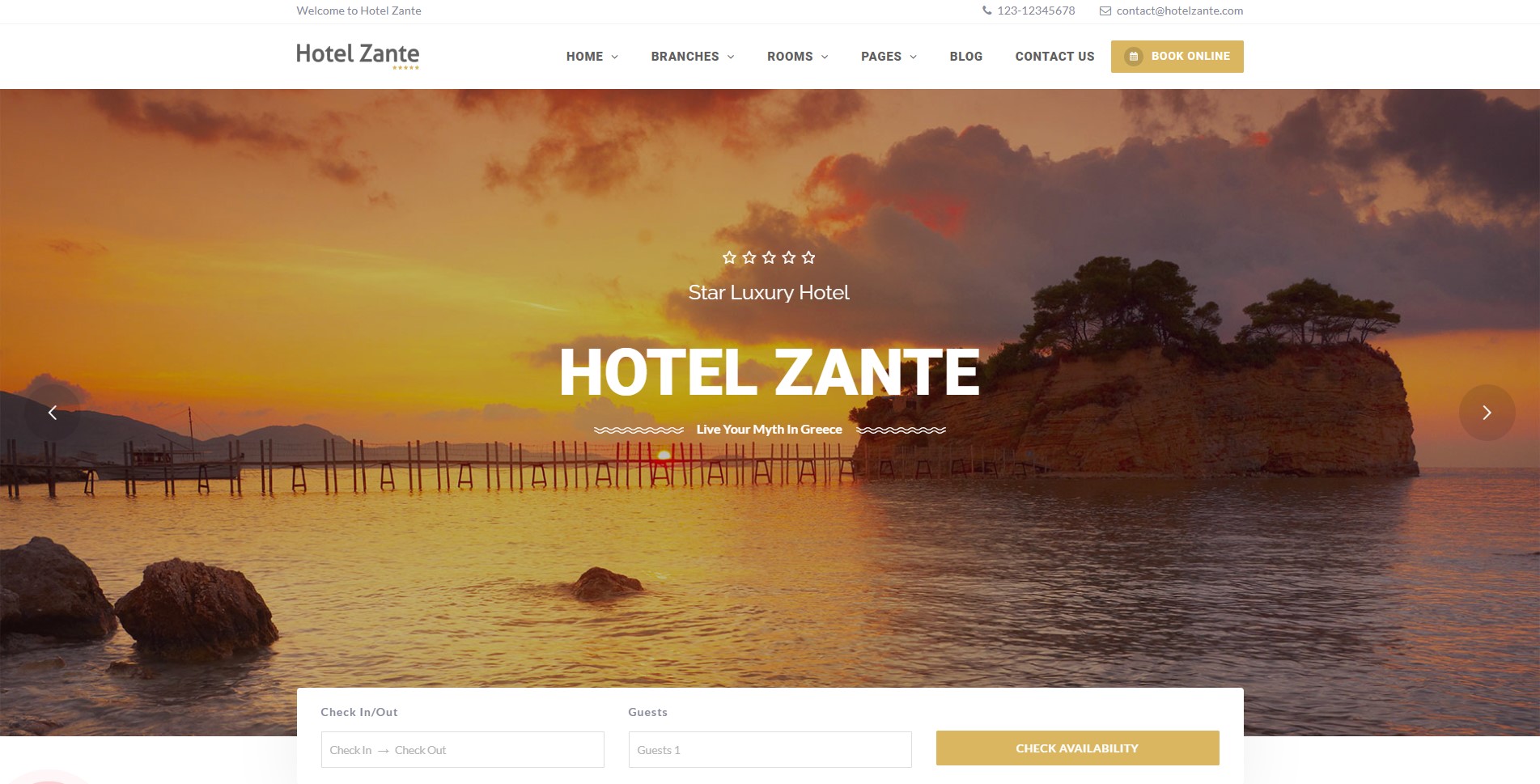 hotel zante wordpress theme for hotel booking