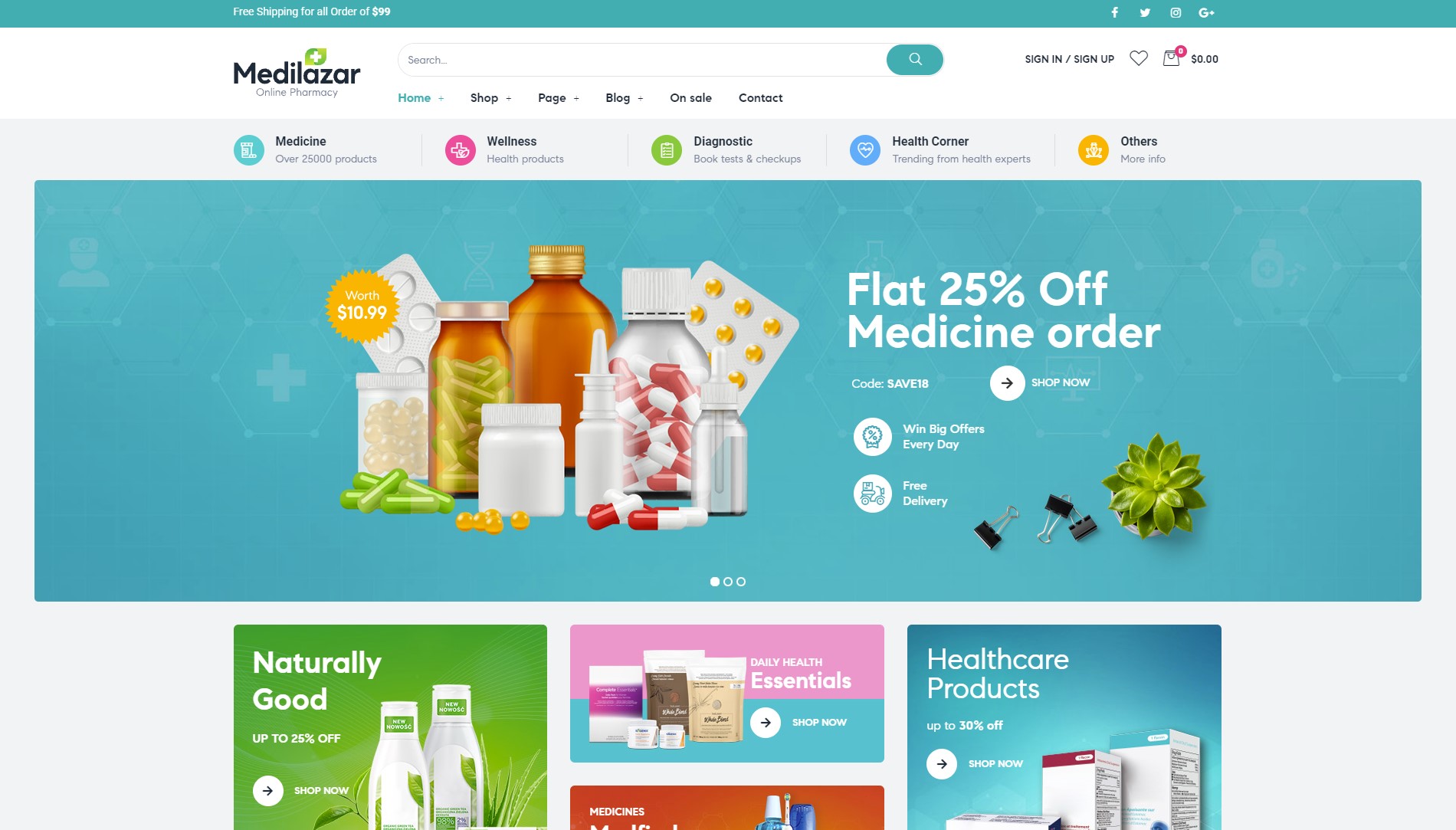 medilazar online pharmacy woocommerce wordpress theme