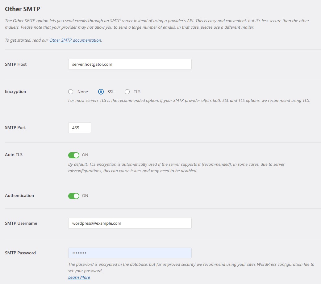set up wp mail smtp in wordpress with hostgator