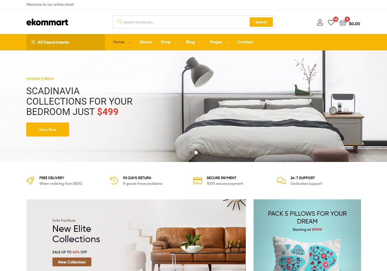 ekommart furniture wordpress theme homepage