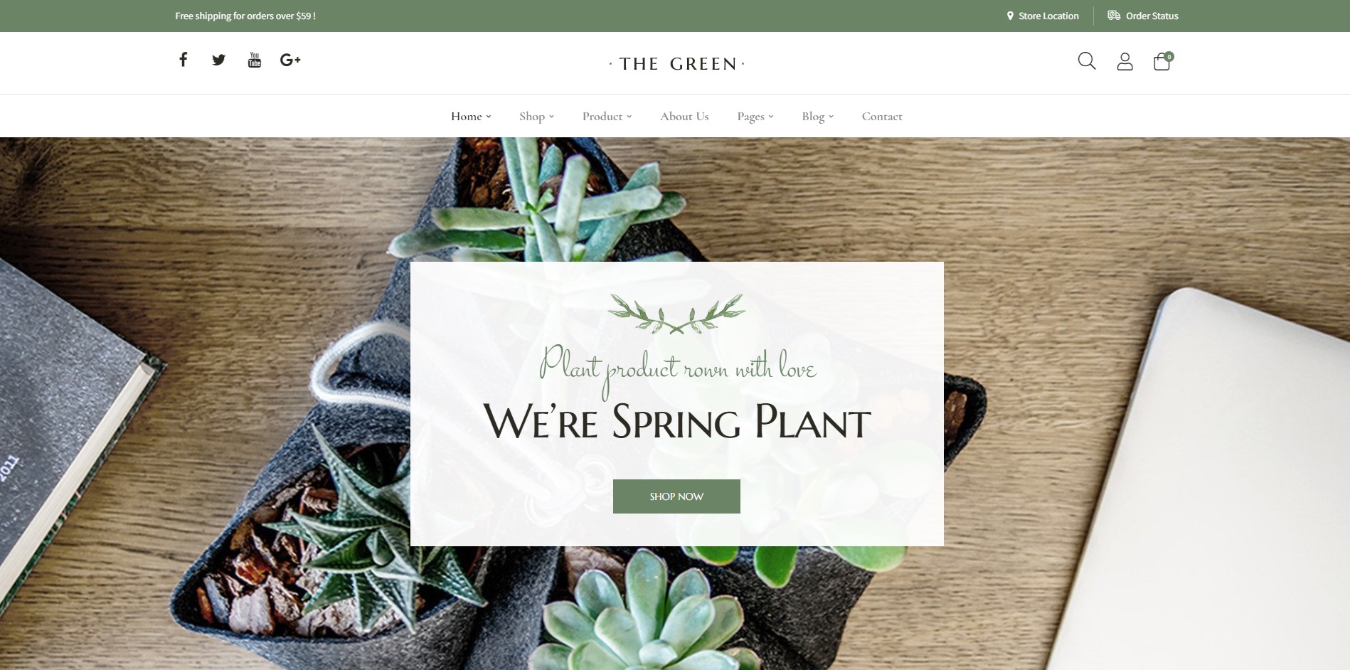 thegreen plant shop wordpress theme