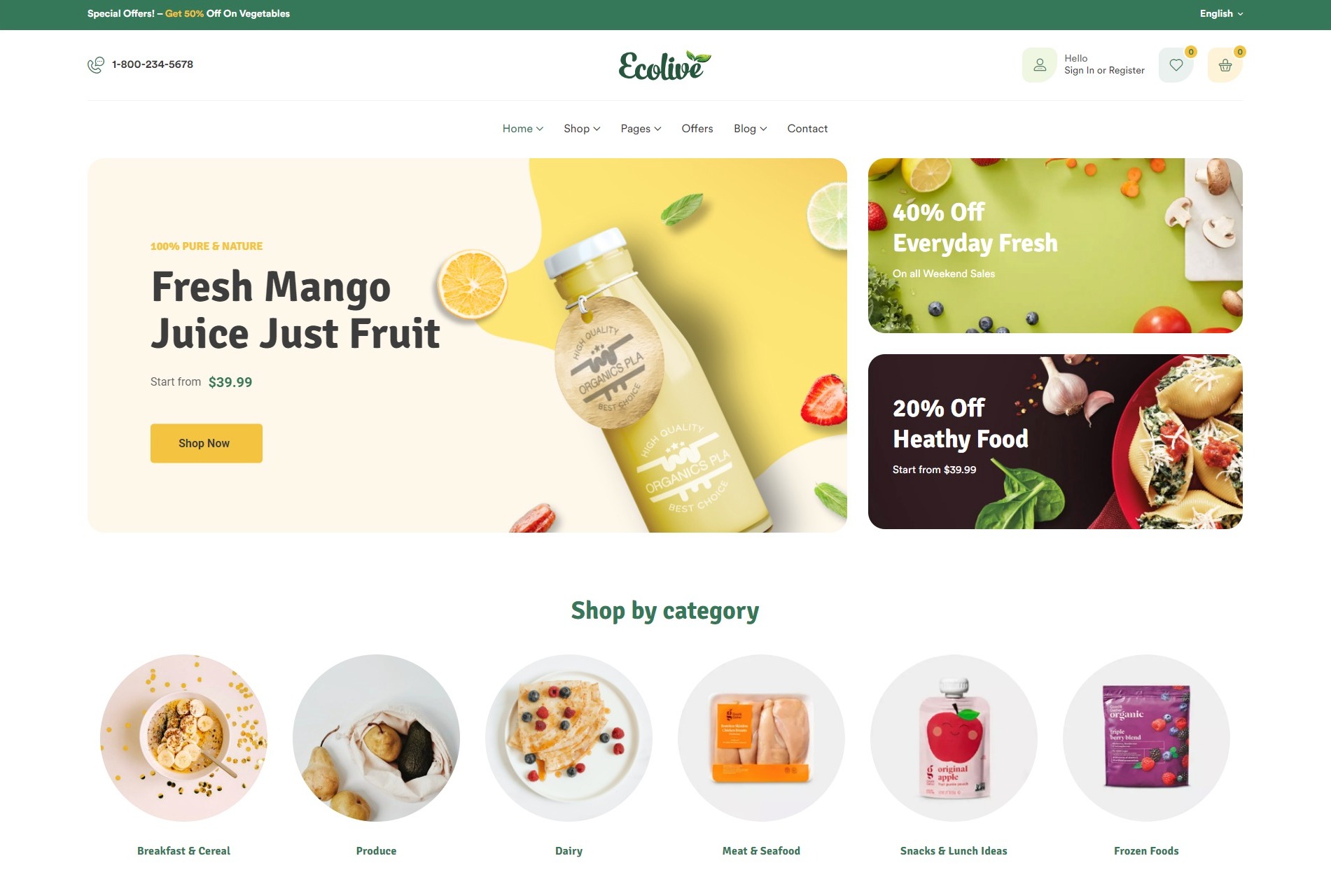 Ecolive - Food Bakery WordPress Theme