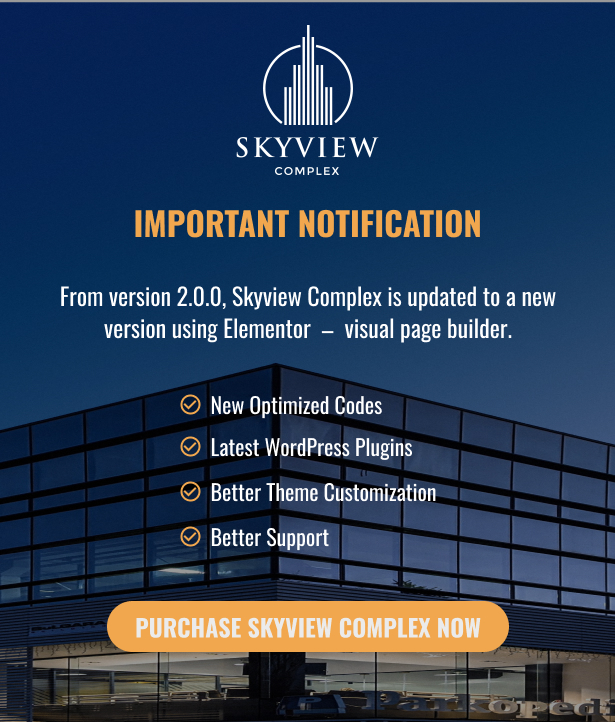 Skyview Complex - One Page Single Property WordPress Theme