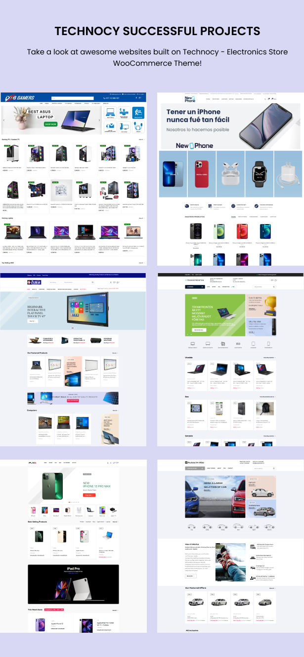 Technocy - Electronics Store WooCommerce Theme Projects Showcase