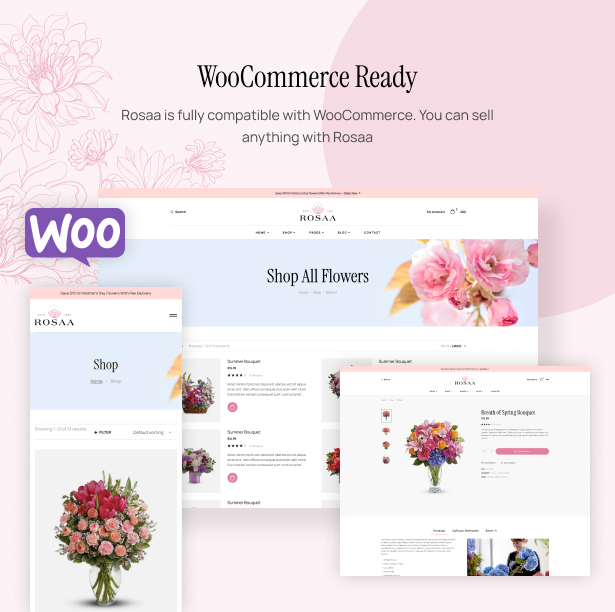 Rosaa - Flower Shop WordPress Theme woocommere