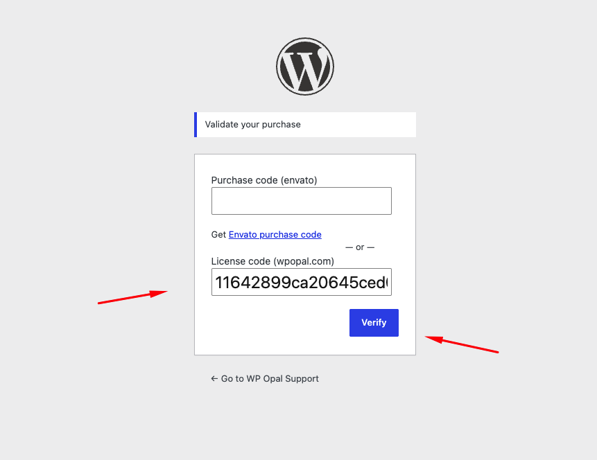 How to activate a support key on the WPOPAL system 6
