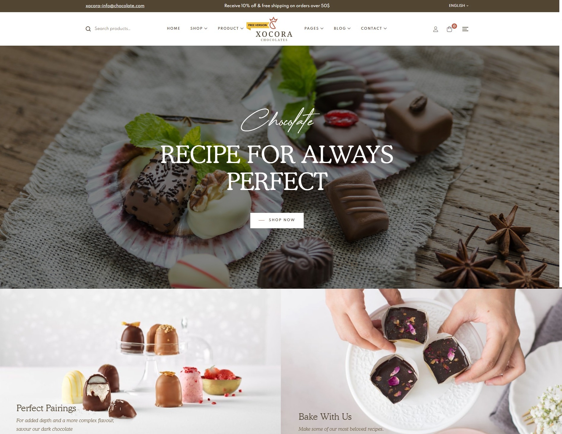Xocora - Free Bakery WooCommerce WordPress Theme