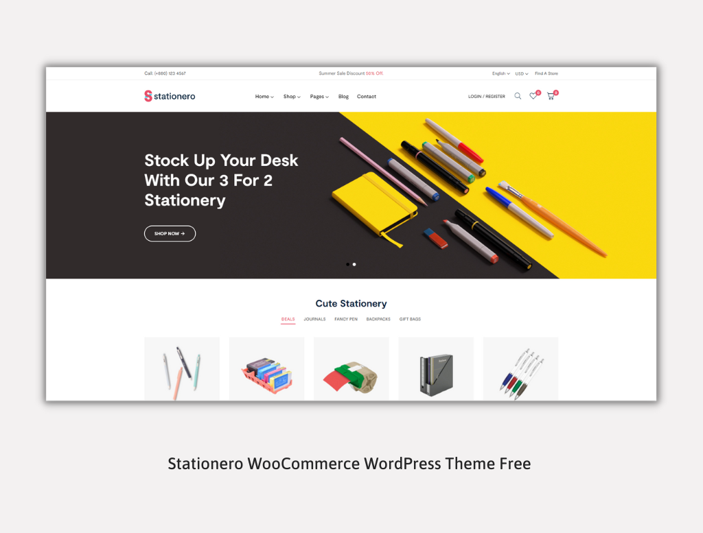 Stationero WooCommerce WordPress Theme Free