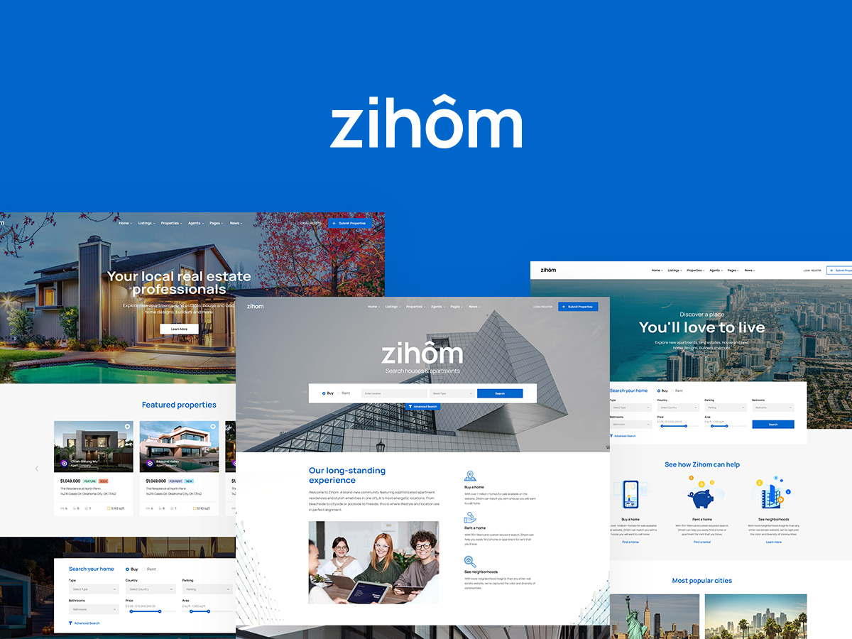 Zihom Real Estate WordPress Theme Elementor WpOpal